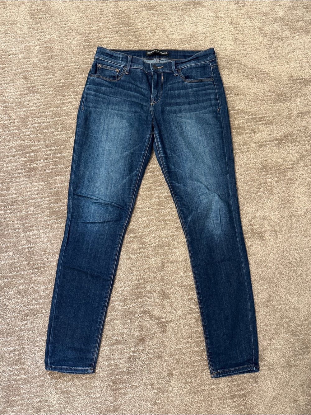 Express Mid Rise Dark Blue Skinny Jeans for Women